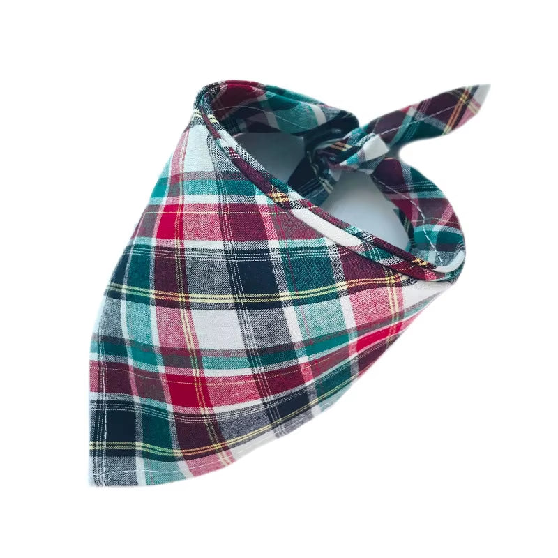 30/50Pcs Cotton Plaid Dog Bandanas Thin Style Small Large Dog Scarves Bibs Collar Pet Dog Accessories for Summer