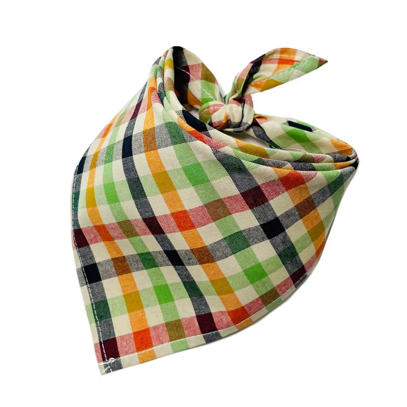 30/50Pcs Cotton Plaid Dog Bandanas Thin Style Small Large Dog Scarves Bibs Collar Pet Dog Accessories for Summer